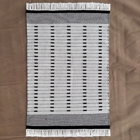 Handmade Grey Cotton Modern Dhurrie For Home